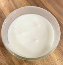 Load image into Gallery viewer, Overhead view of triple-wick mahogany candle in frosted glass jar