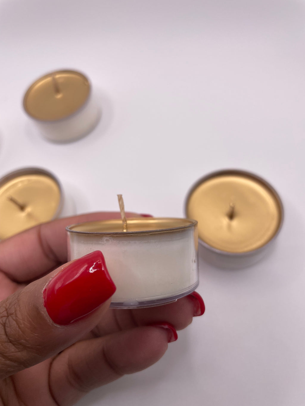 Gold Glass Candle Holders- Set of 12 with 6 Coconut Wax Tea Lights