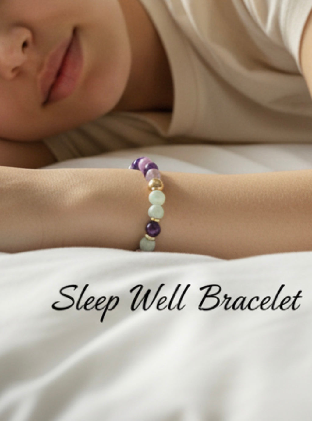 Sleep well crystal bracelet – amethyst, amazonite & rose quartz for calm and relaxation