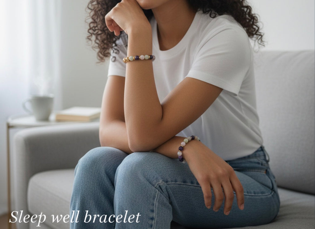 Sleep well crystal bracelet – amethyst, amazonite & rose quartz for calm and relaxation