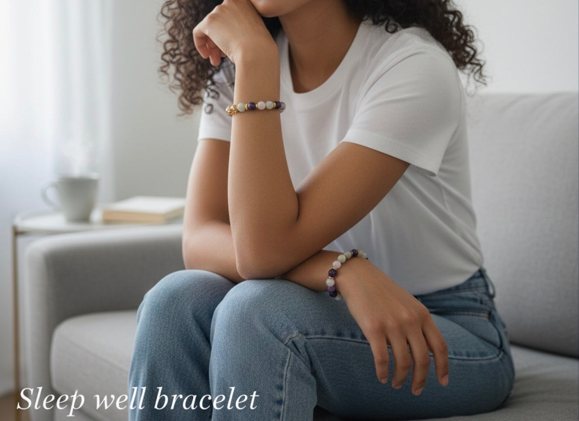 Sleep well crystal bracelet – amethyst, amazonite & rose quartz for calm and relaxation