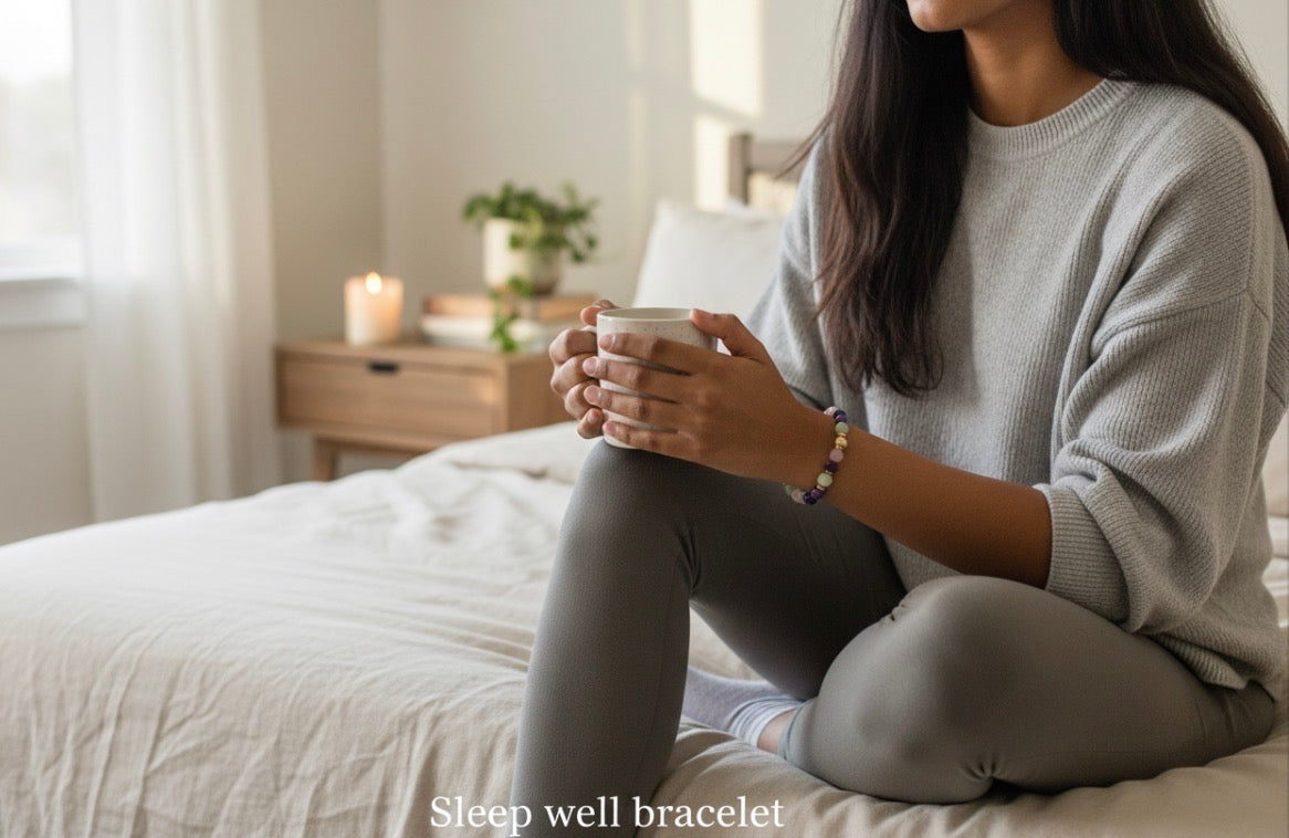 Sleep well crystal bracelet – amethyst, amazonite & rose quartz for calm and relaxation