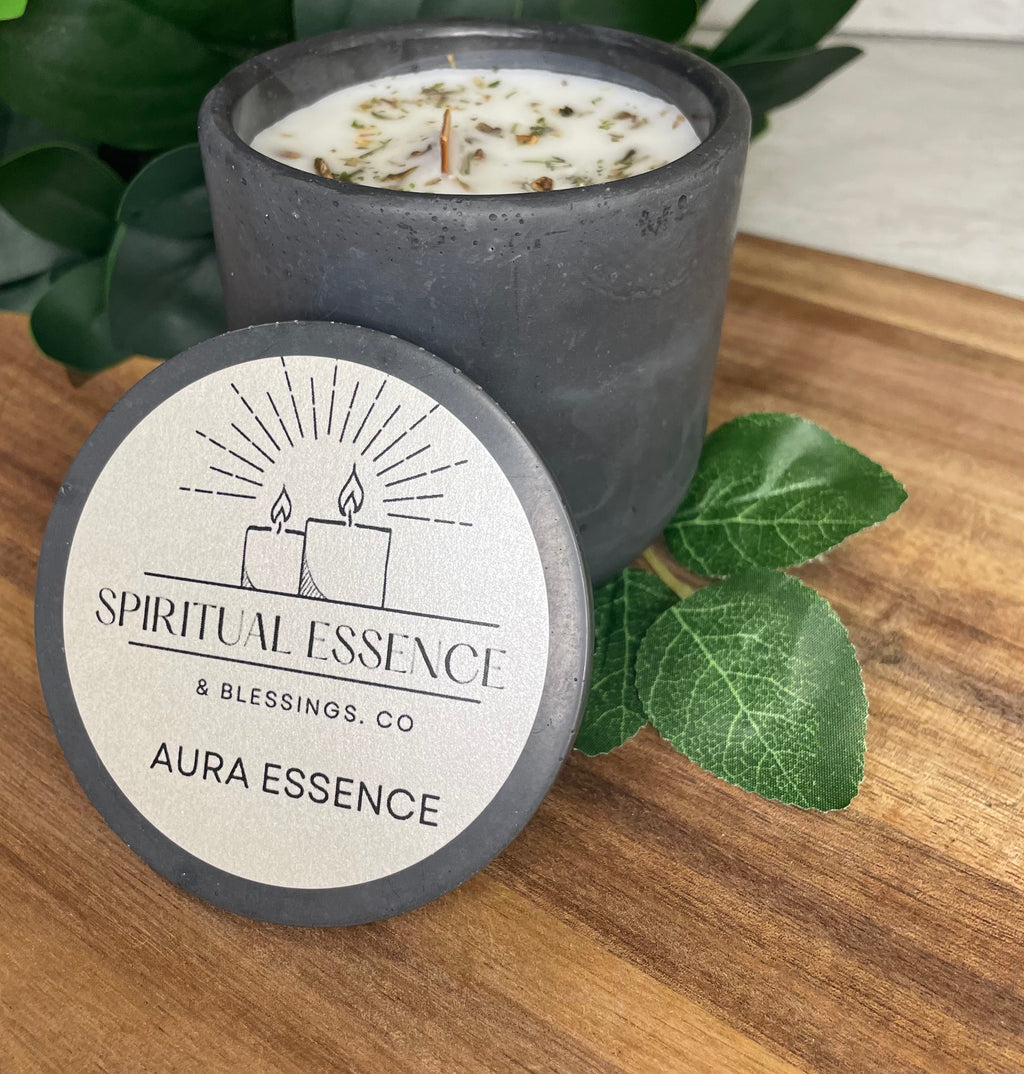 Aura Essence – Energy Cleansing & Protection Candle | 12 oz Concrete Jar