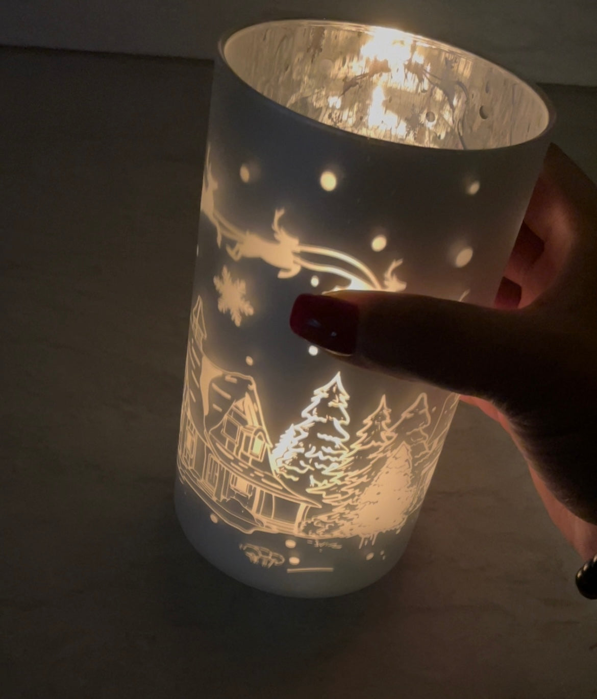 Silver Frosted Winter Village Candle Holders – Set of 3 Holiday Decor