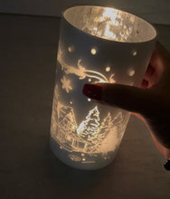 Cargar imagen en el visor de la galería, Silver Frosted Winter Village Candle Holders – Set of 3 Holiday Decor
