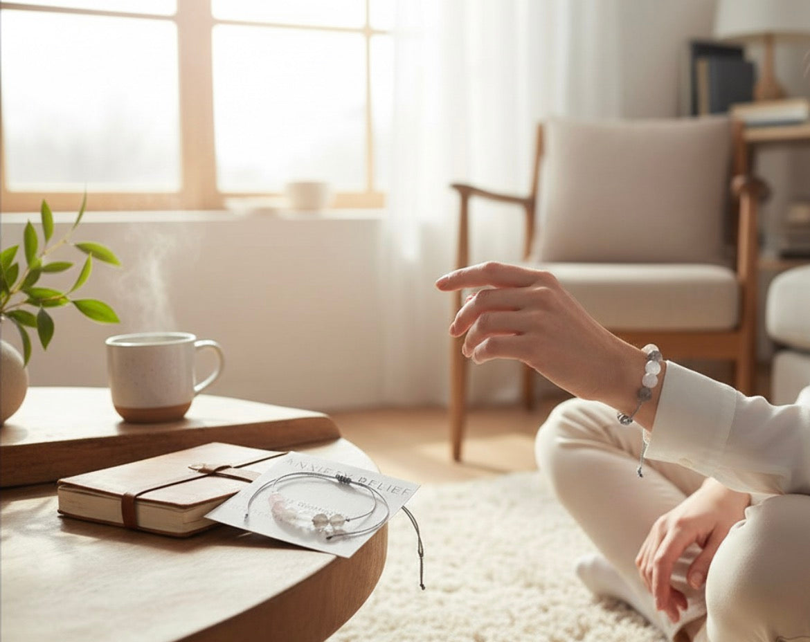 Anxiety relief crystal bracelet with rose quartz and agate